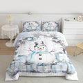 Feelyou Merry Christmas Kids Comforter Set Twin Size Cute Snowman Bedding Set Duvet Quilt for Kids Boys Girls Bedroom Snowflake Decor Microfiber Ultra Soft Breathable