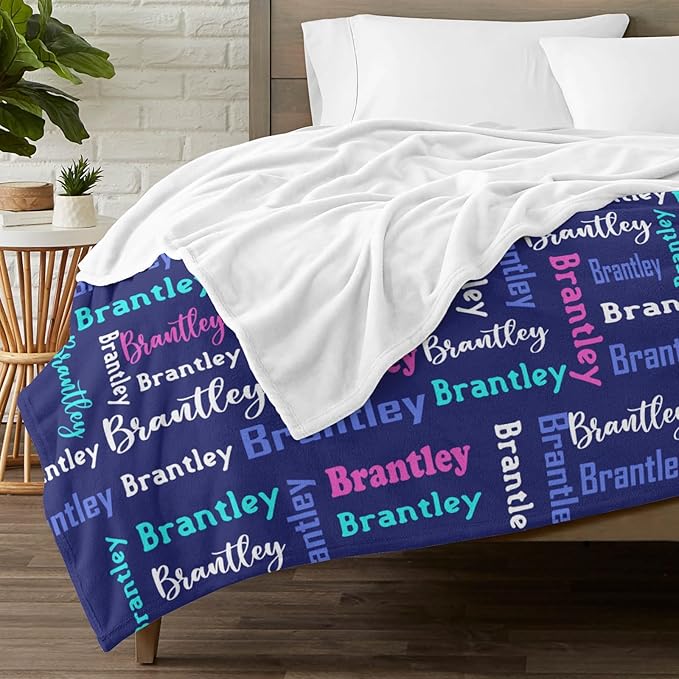 Dr.TOUGH Name Blanket Personalized Blanket for Adult Kids Flannel Customized Personalized Blankets and Throws