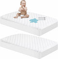 NTBAY 2 Pack Waterproof Mini Crib Mattress Protector, Quilted 24"x38" Fitted Mattress Cover - Machine Washable - Soft and Breathable Baby Mattress Pad Sheet for Mini Crib and Baby Playards, White