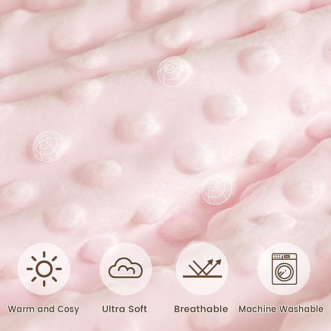 david's kids Micro Fleece Minky Baby Blanket for Girls with Double Layer and Soothing Raised Dots, Breathable and Soft Lightweight Receiving Blanket for Newborns, 50x60 Inches, Floral Flowers