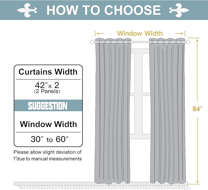 ChrisDowa Grommet Blackout Curtains for Bedroom and Living Room - 2 Panels Set Thermal Insulated Room Darkening Curtains (Light Grey, 42W x 84L)