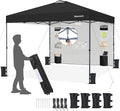 Yaheetech 10x10 Pop-up Canopy Tent w/Removable Pockets Sidewall for Extra Storage, Outdoor Sun Shelter Waterproof & Durable w/Wheeled Bag, Sandbags & Guylines for Beach Camping Party (Black)