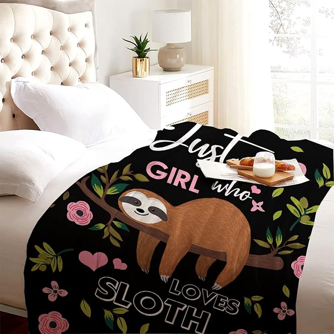 Sloth Blanket Ultra Soft Cozy Flannel Sloth Throw Blanket for Women Girls Adults Gifts 50"x40"