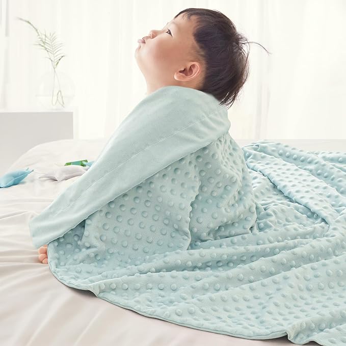 david's kids Micro Fleece Minky Baby Blanket for Boys Girls Neutral with Double Layer and Soothing Raised Dots, Breathable and Soft Lightweight Receiving Blanket for Newborns 30x40 Inches, Light Blue