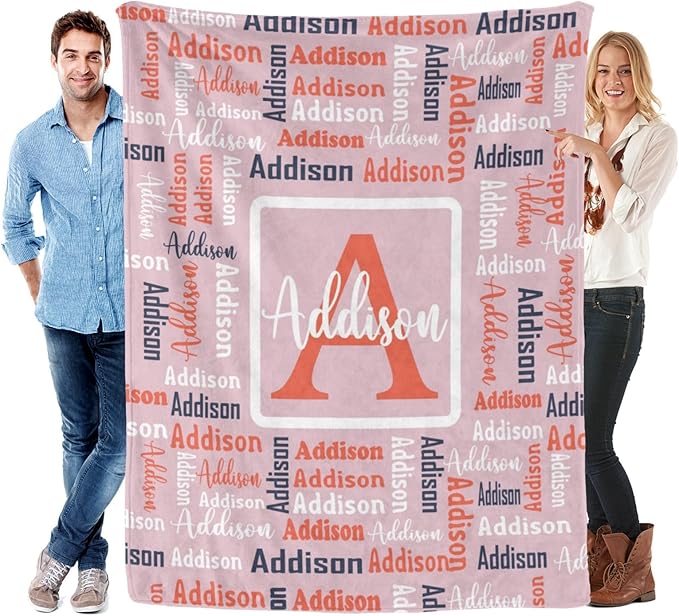 Dr.TOUGH Name Blanket Personalized Blanket for Adult Kids Flannel Customized Personalized Blankets and Throws