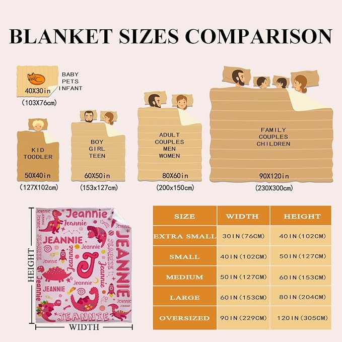Dinosaur Lover Astronaut Personalized Blanket with Name Custom Pink Dinosaur with Name Flannel Blanket Soft Throw Meaningful Gift for Toddlers Girls Boys Kids Pets 80 * 60" L for Adult