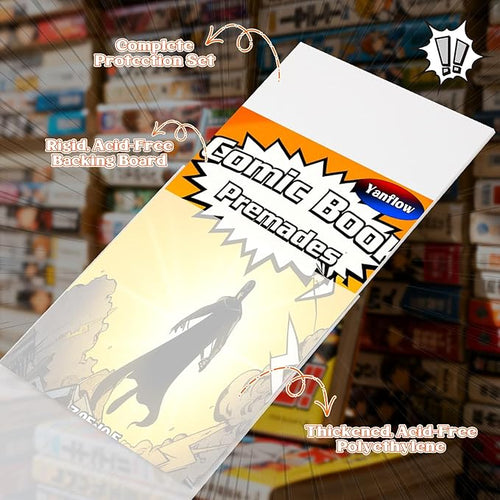 100 Pack Comic Book Bags and Boards Set 7.25x10.5 Inch Self-Sealing Comic Bags and Boards with Archival Boards for Long-Term Storage & Protection