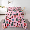Feelyou Nutcracker Comforter Set All Season Merry Christmas Tree Bedding Set with 2 Pillow Cases Snowflake Kids Full Bedclothes Soldier Print Decor Duvet Quilt Soft Lightweight