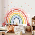 Tanlaby 77" X 47" Large Rainbow Wall Stickers Watercolor Stars Wall Decals Peel and Stick Giant Art Decor for Baby Nursery Girls Bedroom Kids Playroom Daycare Classroom