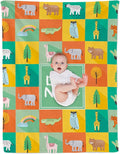 Custom Safari Animals Blanket Gift, Personalized Baby Blanket with Name, Soft Plush Flannel/Sherpa Fleece Throw Blankets for Toddler Kid Teen Boys Girls Color10
