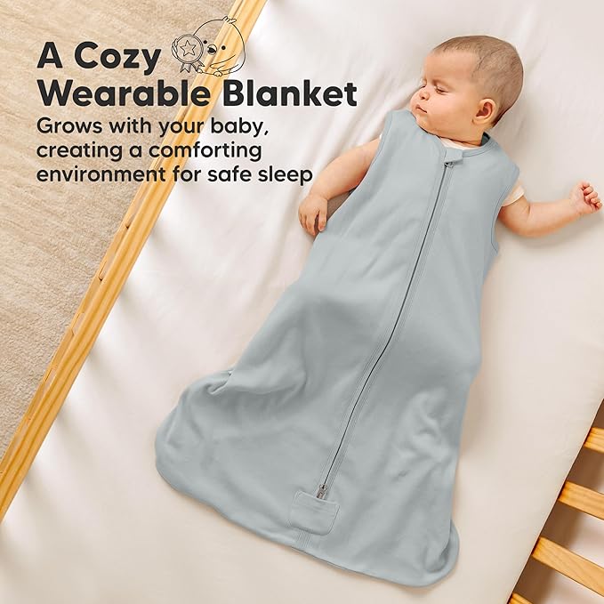 2-Pack Baby Sleep Sacks,Zipper Wearable Blanket - 0.5TOG Organic Cotton,Lightweight,Soft Cozy Toddler Sleeping Sack 6-12 months, Easy to Wear Large Newborn Transition Swaddles Sleepsacks (Toasty)