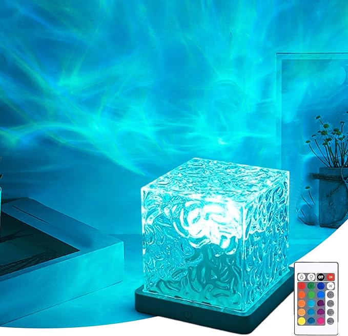 Aurora Borealis Night Light Projector, Aurora Dreamscape Projector, Magical Northern Lights for Your Room, 3/16 Colors Ambient Dynamic Wave Cube Lamp with Remote (16 Colors Plug-in, Plastic)