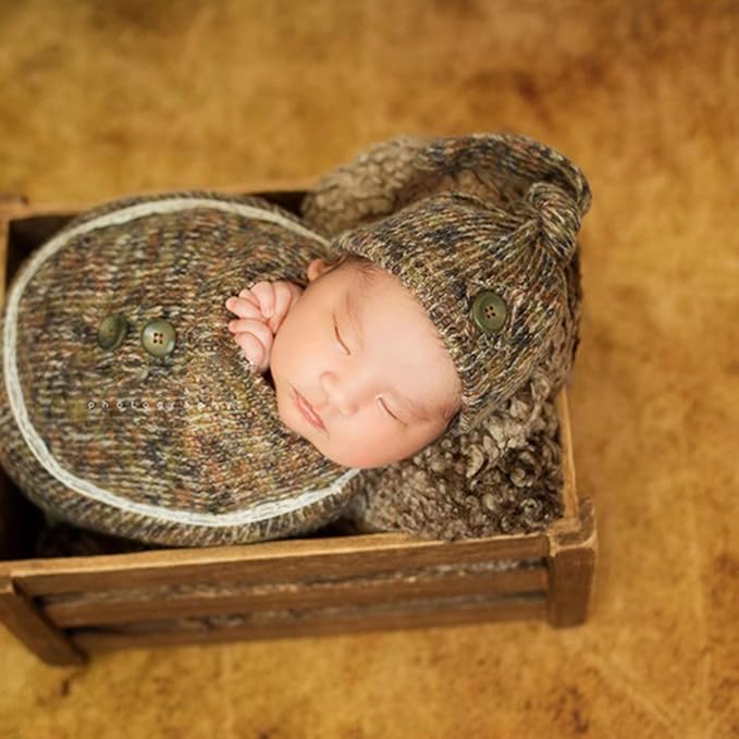 Baby Photography Props Hat Wrap Newborn Photo Props Photoshoots Accessories Infant Photo Stretchy Knit Wrap Blanket Accessories