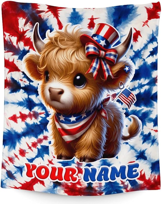 Custom Highland Cow Blanket Gifts - 40" x 50" Inches Girls Throw Blanket for Cow Lovers - Cozy Furry Throw for Sofa, Couch & Living Room