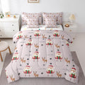 Santa Claus Bed Set Christmas Deer Bed in a Bag for Kids Boys Girls Winter Snowflake Comforter Set with Sheets Merry Christmas Khaki Bedding Set Bedroom Collection Queen Size