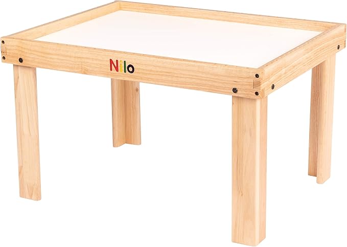 NILO Kids Activity Table Set with Two Double-Sided Baseplates/Boards/Mats (N34 Play Table with Holes, 24x32x20 and 2X Blue Base Plates 12x32)