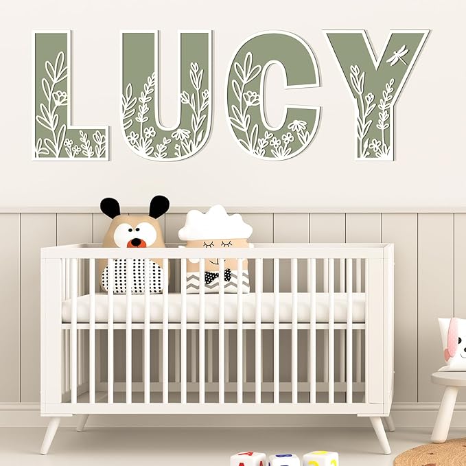 Layered 12 Inch Large Wooden Letters for Wall Decor, Flowered Paintable Wooden Nursery Letters for Crafts Wood Alphabet Letter M for Birthday Boho Nursery Name Sign Wedding Home Decoration