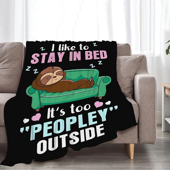 Funny Sloth Throw Blanket Sloth Gifts for Girls Boys Women Men Kids Adults Soft Flannel Fleece Blanket for Couch Sofa Bed Home Decor 60"x80"