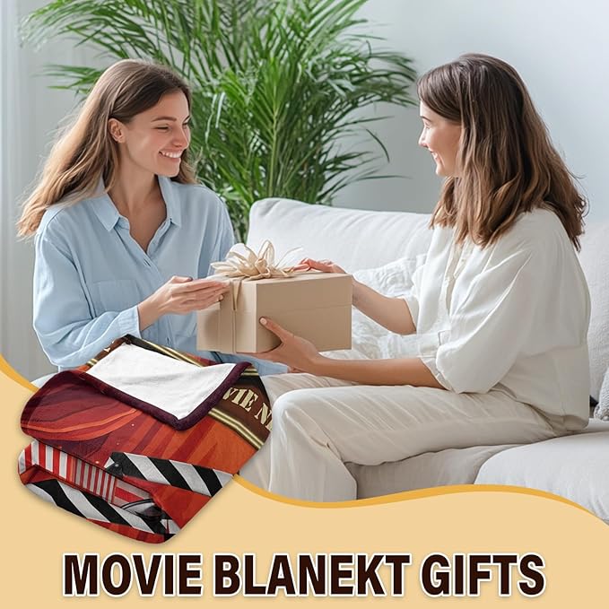Movie Theme Blanket Gifts for Women Girls, Movie Night Supplies, Movies Theater Gift for Movies Lover Gifts for Christmas, Ideal Theater Decor for Sofa Couch Bed, Theatre Gift Blanket 60"x80"