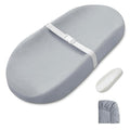 Blissful Diary Muslin Baby Changing Pad with Waterproof Lining Foam, Diaper Changing Table Pad with Cover for Dressers (Gray, Avocado)