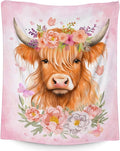 Highland Cow Throw Blanket for Boys, Girls - 40" x 50" Inches Cute Highland Cow Blanket Gifts for Kids - Pink Soft Warm Throw for Sofa, Crib & Bed