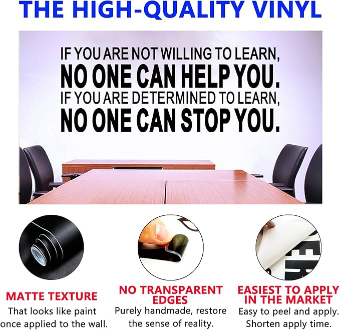 Inspirational Quotes Wall Decals for Office: Motivational Positive Workplace Vinyl Art Wall Stickers - School Classroom Home Wall Decor - If You are Not Willing to Learn 41"X16"