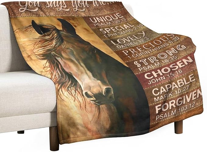 Horse Blanket Horse Gifts for Girls Women Men Horse Throw Blanket for Kids Adults Soft Warm Cozy Fleece Blanket for Couch Sofa Bed 60"x80"