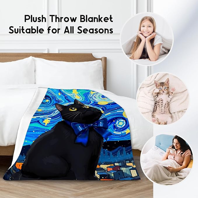 Kids Blanket - Cat Blankets for Cat Lovers - Lightweight Flannel Soft Cute Throws Gifts for Room Decor/Bed/Sofa - 60"x80"