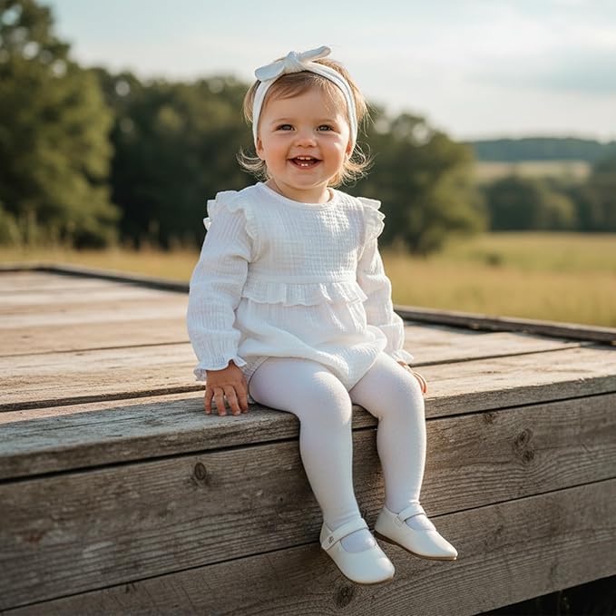 Newborn Infant Baby Girl Clothes Cotton Linen Long Sleeve Smocked Bubble Romper Ruffle Bodysuit Jumpsuit Fall Outfit