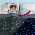 LUXEAR Cooling Glow in The Dark Star Cosmic Blanket for Boys Girls - Gift Throw Keep Child/Adults Cool All Night - Soft Breathable Summer Blanket for Bed Sofa -79x86in
