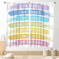Rainbow Curtains for Classroom, Kids Girls Baby Boho Cute Inspirational Motivational Quotes Cartoon Colorful Pastel Nursery Classroom Bedroom Living Room Bathroom Window Drapes 2 Panels, 63"x72" Inch