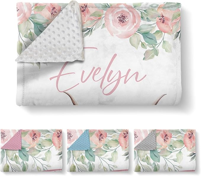 Personalized Baby Blanket for Boys, Custom Name Blanket for Girl Newborn Mom, Soft Flannel with Double Layer Dotted Backing, Gifts for Baby Shower Christmas Birthday, Highland Cow(47" x60)