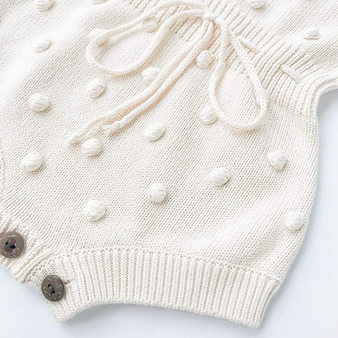 Simplee kids Baby Girl Knit Romper Fall Sleeveless Pompoms Rompers Newborn Little Girl Overall Jumpsuit Outfits