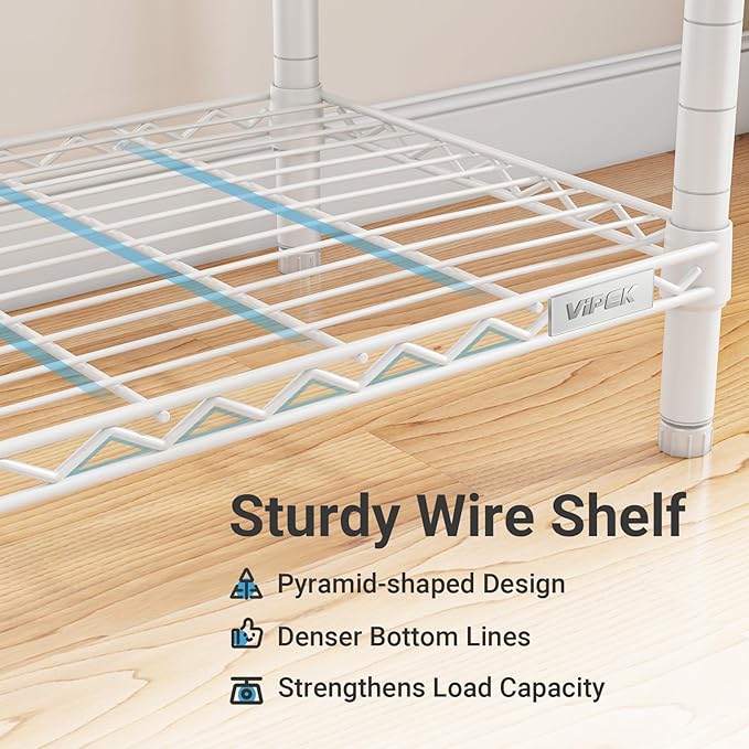 VIPEK V5C Bedroom Armoires Portable Clothes Closet Rack, White Metal Clothing Rack with Black Cover, Adjustable Custom Freestanding Closet Wardrobe Heavy Duty Covered Clothes Rack, Max Load 890LBS
