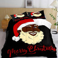 LUVIVIHOME 3PCS Christmas Comforter Set King Size, Funny African American Black Santa Claus Bedding, Winter Xmas Merry Christmas Bedroom Decor for Kids Boys Girls Teens, Xmas Gifts, 2 Pillow Shams