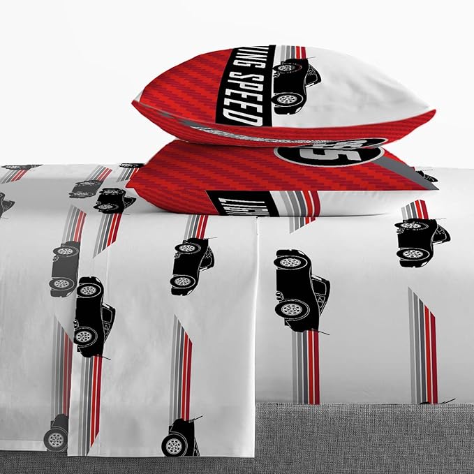 Jay Franco Disney Pixar Cars Racing Machine 7 Piece Full Bed Set - Includes Comforter & Sheet Set - Bedding Features Lightning McQueen - Super Soft Fade Resistant Microfiber