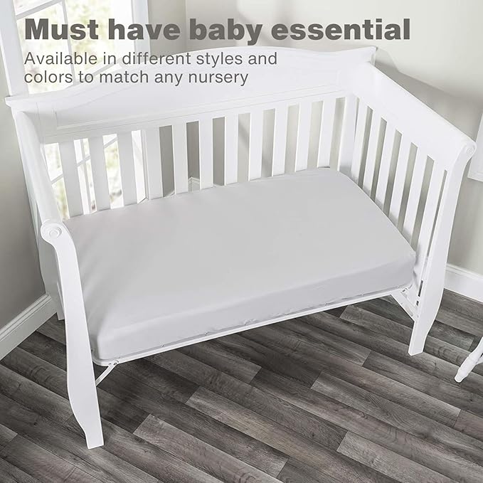 Everyday Kids 2-Pack Fitted Crib Sheets, 100% Soft Breathable Microfiber Baby Sheet, Fits Standard Size Crib Mattress 28in x 52in, Navy Nursery Sheet and Gray Nursery Sheet