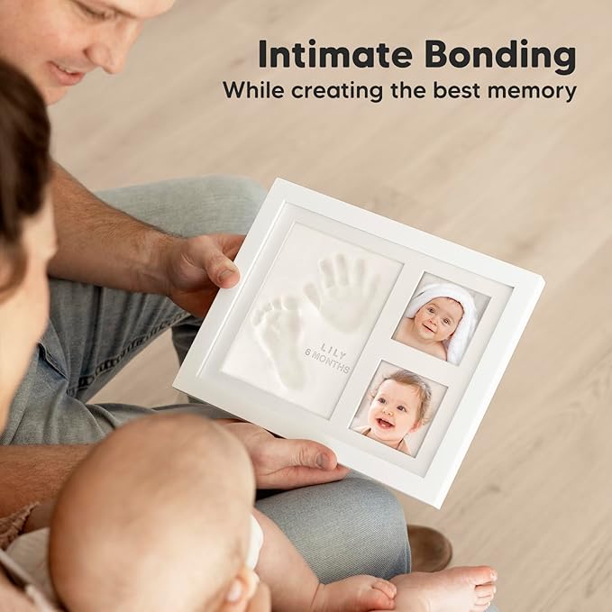 KeaBabies Baby Hand and Footprint Kit - Quick Dry Clay Baby Footprint Kit, Pets Paw, Newborn Keepsake Picture Frame for Boys, Girls, Personalized New Mom Gifts for Shower & Christmas (Alpine White)
