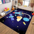 Outer Space Themed Rug,5x7ft,with Cartoon Planets,Stars and Rocket Design Rugs, Suitable for Playroom Bedroom Printed Rug, Non-Slip Machine Washable Carpet, Children's Room Decor