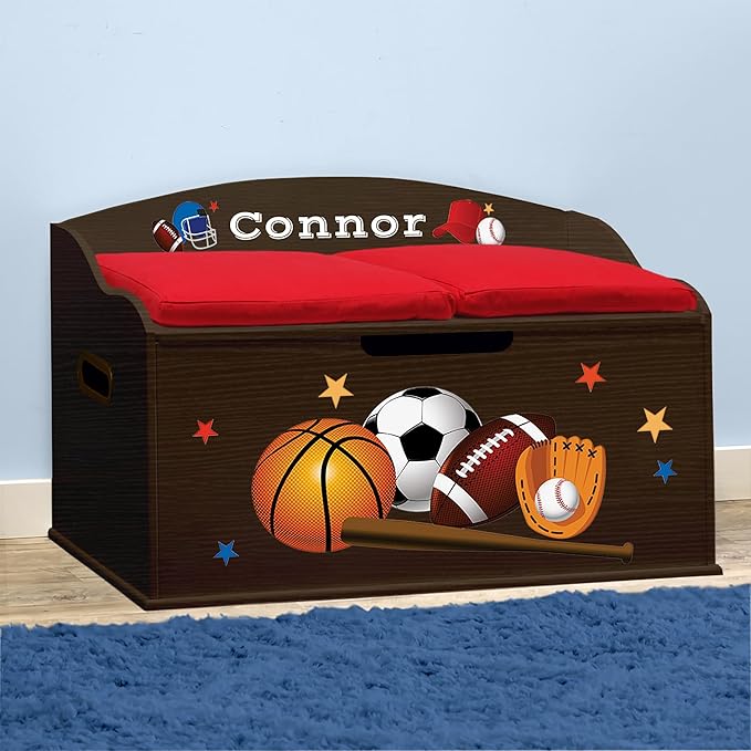 DIBSIES Personalized Creative Wonders Toy Box (Sports, Espresso)