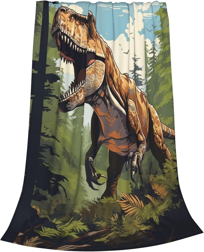 Dinosaur Blanket Gifts for Boys Kids Jurassic Tyrannosaurus Dino Flannel Throw Blankets for Home Couch Bed Sofa Soft Fuzzy Lightweight Decor All Season 50x40 Inches