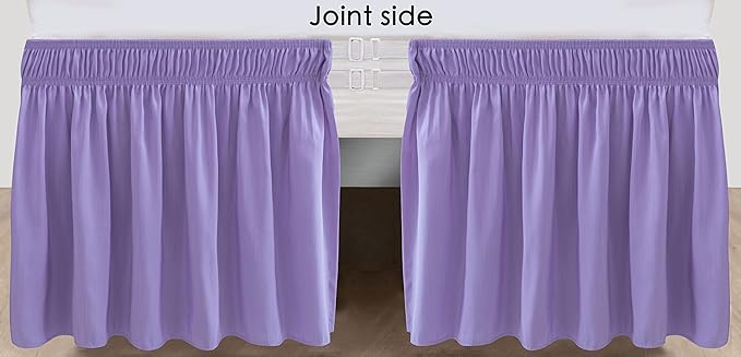 Biscaynebay Wrap Around Bed Skirts for Queen Beds 15" Drop, Lavender Adjustable Elastic Dust Ruffles Easy Fit Wrinkle & Fade Resistant Silky Luxurious Fabric Machine Washable