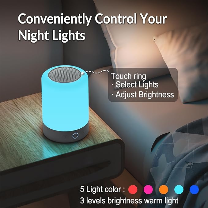 Portable White Noise Machine with Night Light-20 Non-Looping Sleep Sounds, Higher Battery, 5 Color Night Light, Timer & Memory Function for Baby Nursery, Office, Travel