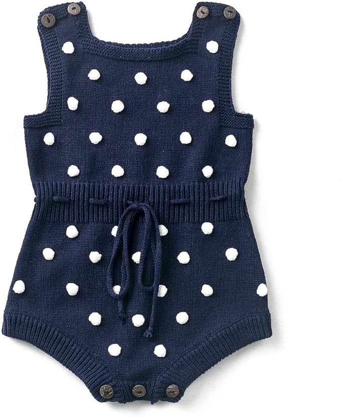 Simplee kids Baby Girl Knit Romper Fall Sleeveless Pompoms Rompers Newborn Little Girl Overall Jumpsuit Outfits