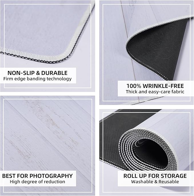 Kate Grey Floor Backdrop Photography Floor Mats Rubber Floor Wall Backdrop Newborn Photography Props Anti-Slip Rug for Photo Studio8X5ft