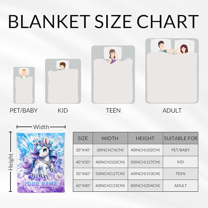 Personalized Unicorn Blanket for Girls 4-6 - 40" x 50" Inches Kids Blankets Gifts for Girls - 40" x 50" Cozy Furry Plush Throws for Couch, Sofa & Chair