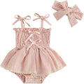 Newborn Baby Girl Bodysuit Sleeveless Halter Frill Romper One-piece Jumpsuit with Headband Summer Clothes Set