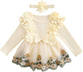 Giraropa Baby Girl Fall Winter Clothes Long Sleeve Romper Dress + Socks + Headband Newborn Infant Cute Casual Outfits