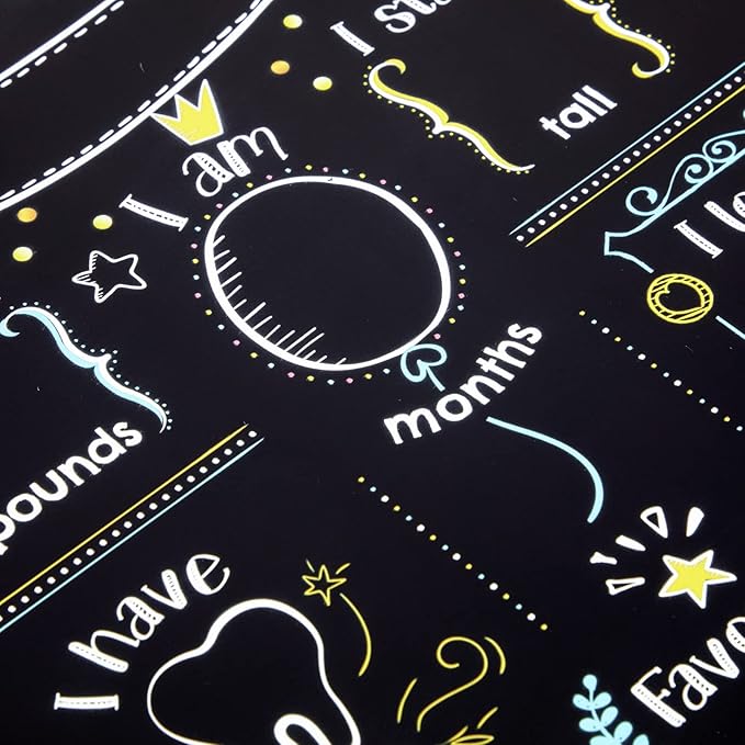 Blue Panda Baby Milestone Chalkboard - Monthly Photo Prop & Baby Growth Board - Birthday Milestones Board - Reusable Chalk Surface & Infant Tracker - 12 x 15.6 in, Vertical, Blue