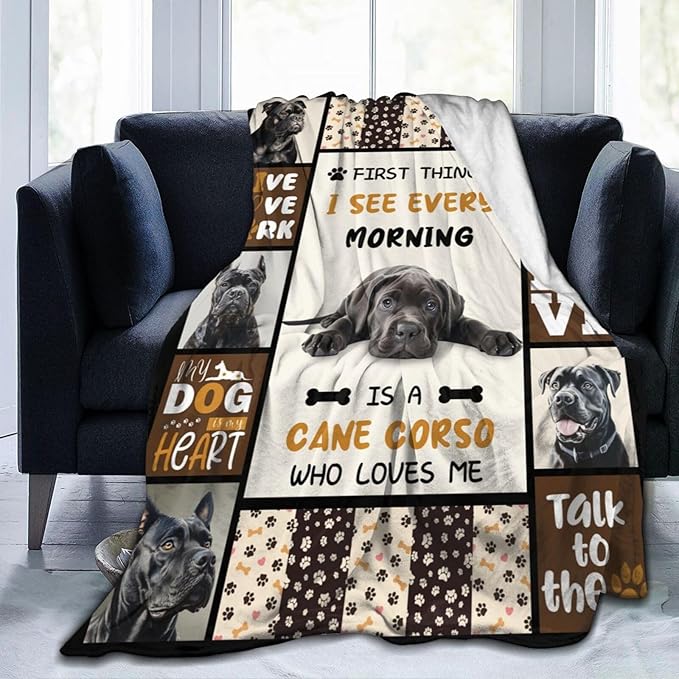 Cane Corso Blanket Cane Corso Decor Throw Blanket Super Soft Flannel Lightweight Fluffy Plush Fuzzy Fleece Stuff Blanket Gifts for Dog Lover Girl Woman Adults Man Boys Kids for Bedding Sofa 40"X50"